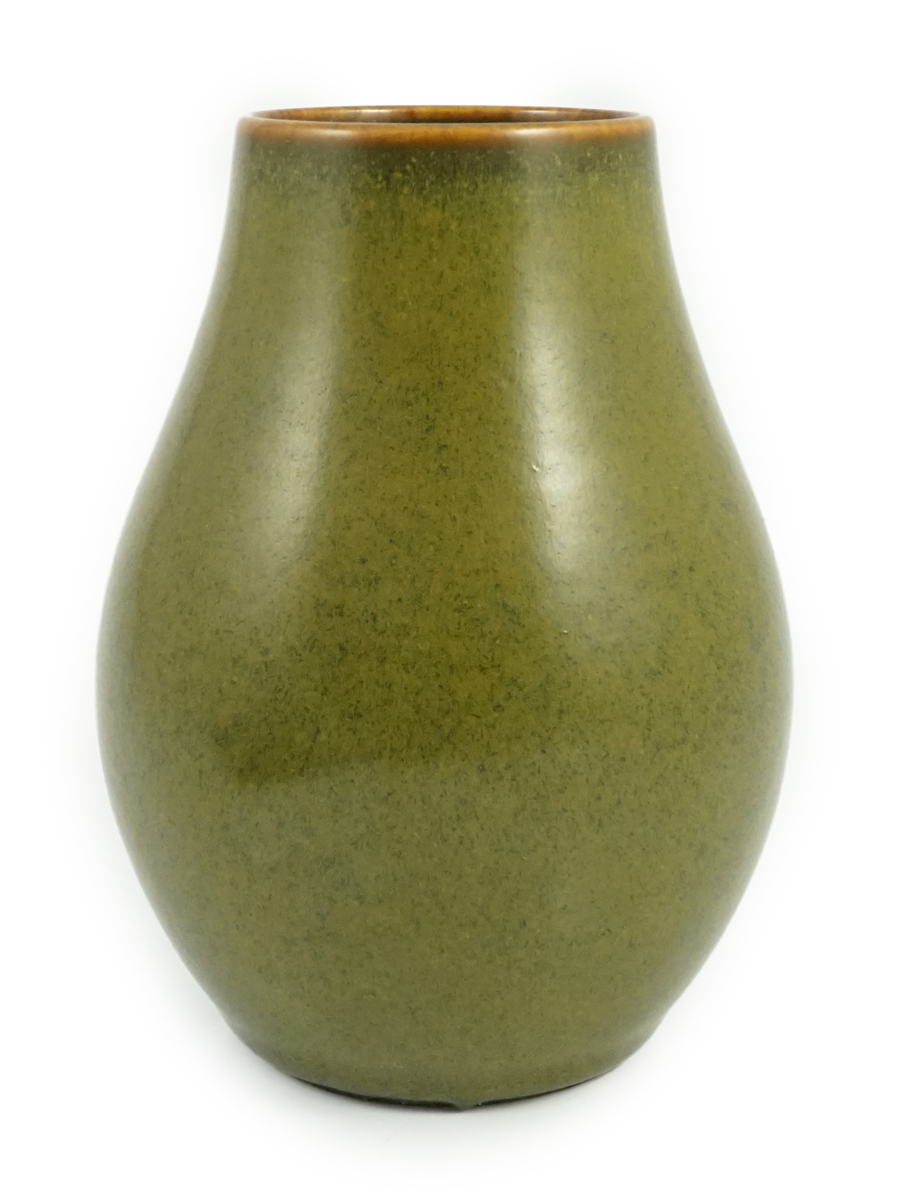 A Chinese tea dust glazed pear-shaped vase, 14cm high